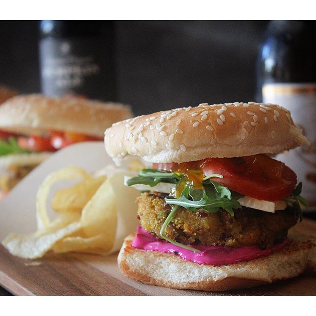 Veggie Masala Quinoa Burgers With Beet Aoili by thejamlab Quick