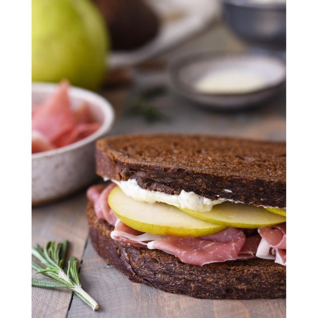 Prosciutto And Pear Sandwich With Herbed Parmesan Mayo by