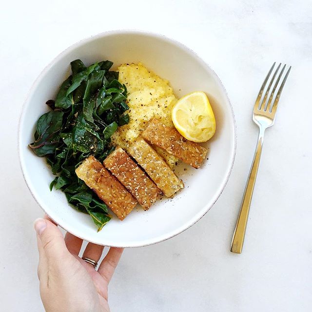 Polenta, Steamed Swiss Chard And Baked Tempeh by randlebrowning Quick