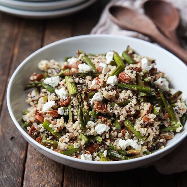 Roasted Asparagus And Goat Cheese Quinoa Salad Recipe | The Feedfeed