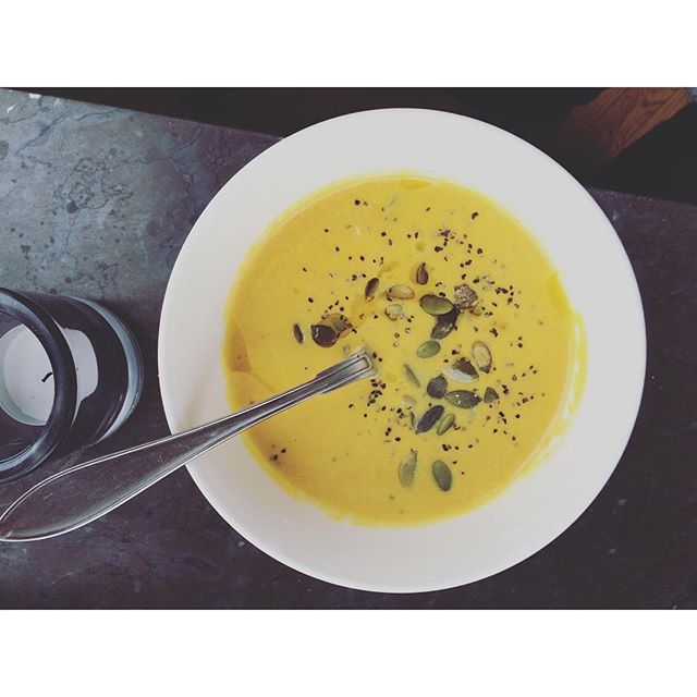 Sweet Potato, Carrot, Ginger And Onion Soup With Truffle Oil And