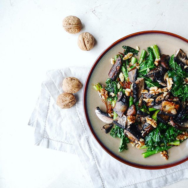 Kale, Mushroom, Asparagus And Walnut Salad Recipe The Feedfeed