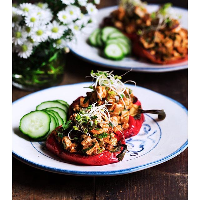 Spicy Tofu Stuffed Bell Peppers Recipe The Feedfeed