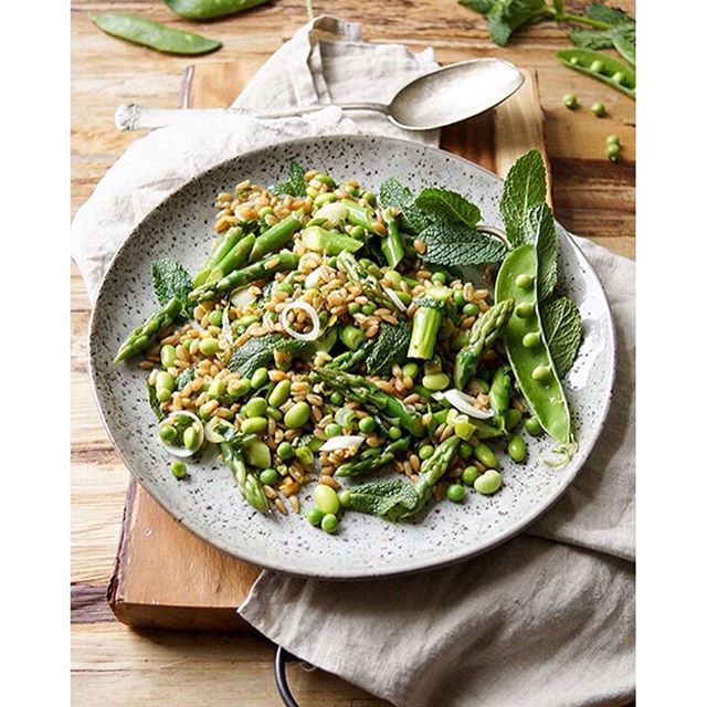 Asparagus, Peas, Edamame And Freekeh Salad Recipe The Feedfeed