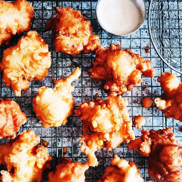 Corn Fritters With Sriracha Horseradish Cream Dipping Sauce Recipe