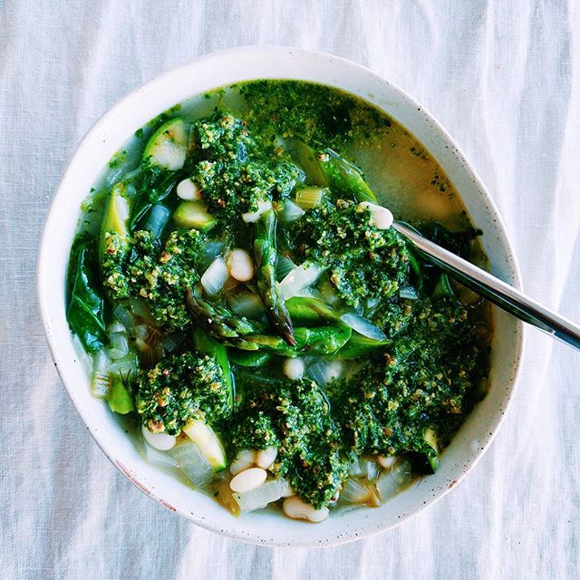 Asparagus & Bean Soup With A Lemony Herb Pesto by trulykira Quick