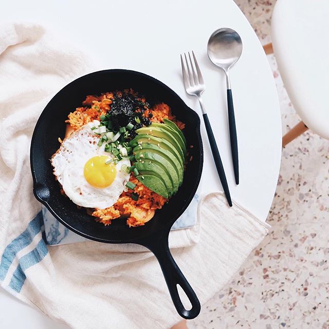 Kimchi Fried Rice With Fried Egg Recipe | The Feedfeed