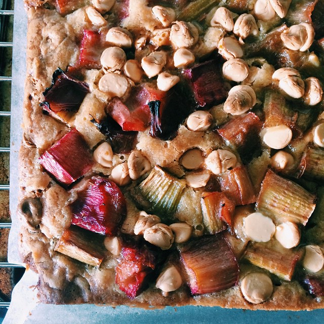 Baked Ginger parking with Rhubarb