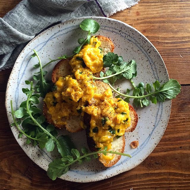 Scrambled Eggs With Ramps And Watercress Recipe The Feedfeed