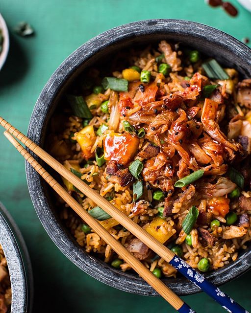 Kimchi Fried Rice With Chicken And Bacon Recipe | The Feedfeed
