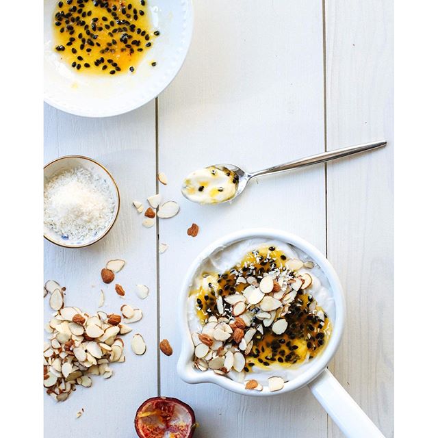 Coconut Milk Yogurt With Passionfruit Jam, Almonds & Coconut by