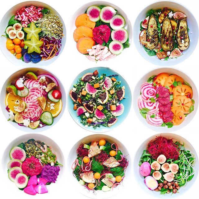 Vibrant Lunch Bowls With Greens, Vegetables, Fruit And More by