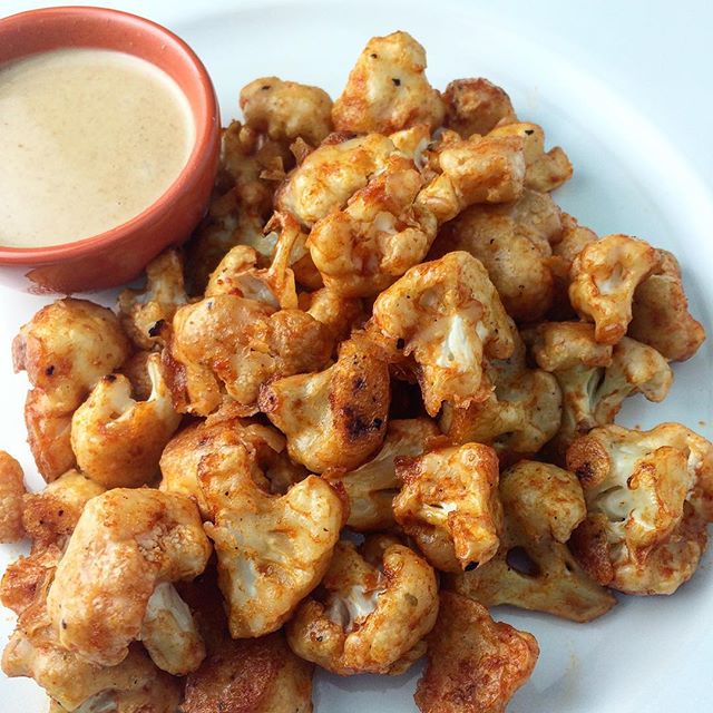 Roasted Siracha Cauliflower Bites With Peanut Dipping Sauce recipe