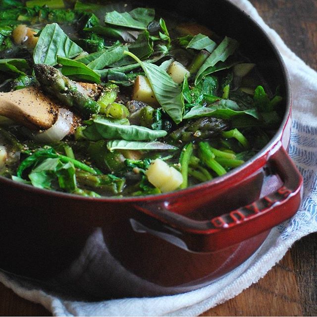 Asparagus, Pesto And Sweet Potato Soup by drumbeets Quick & Easy