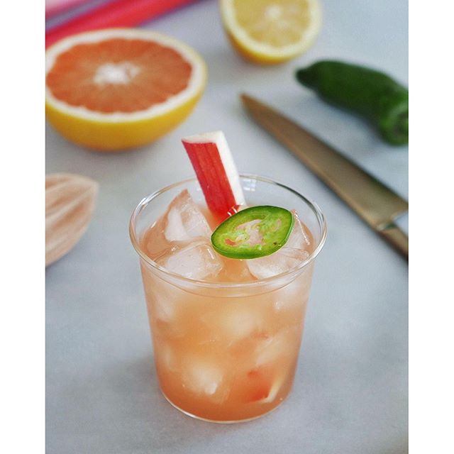 Spicy Mezcal, Grapefruit And Rhubarb Paloma recipe