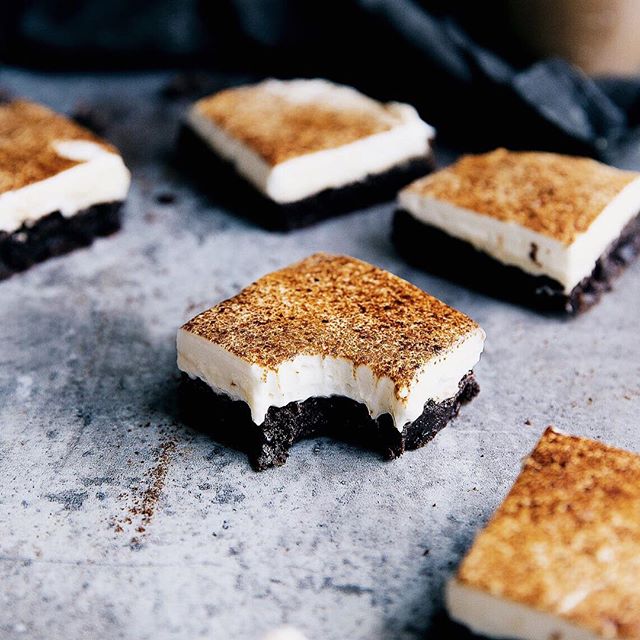 Tiramisu Brownies With Whipped Cream Cheese Frosting by bromabakery