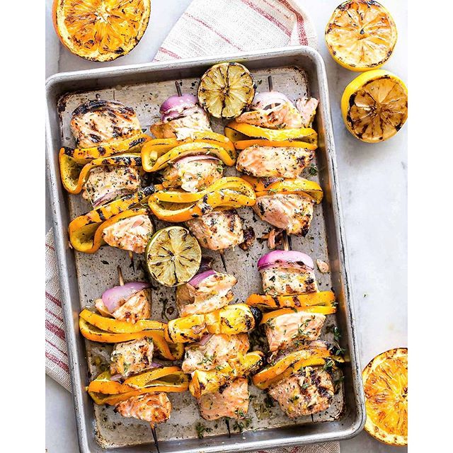 Grilled Salmon Kebabs With Orange And Thyme Marinade by