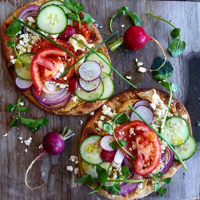 Mediterranean Style Naan With Hummus And Feta Recipe The Feedfeed