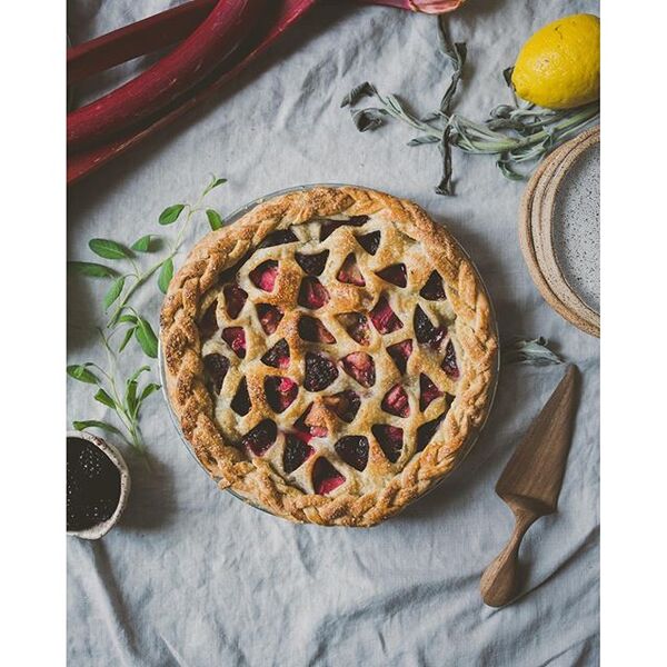 Rhubarb And Strawberry Rose Pie Recipe By Kayley Mccabe The Feedfeed