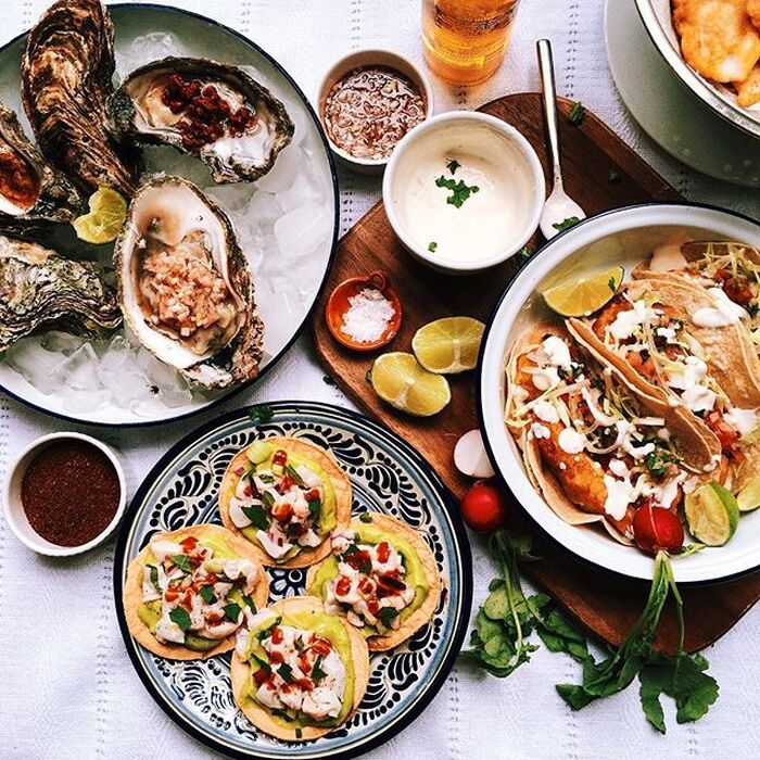 Baja Style Fish Tacos Oysters And Scallop Ceviche By Mexicanfoodmemories Quick Easy Recipe The Feedfeed