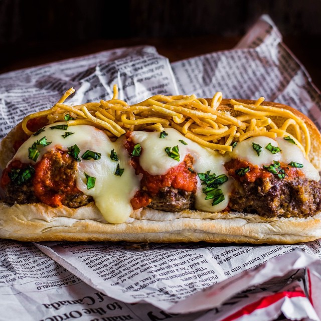 Meatball Parm Subs With Deep Fried Pasta Recipe The Feedfeed