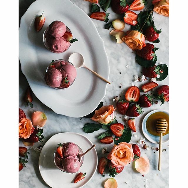 Vegan Strawberry Rose And Hibiscus Ice Cream Recipe By Kayley Mccabe The Feedfeed