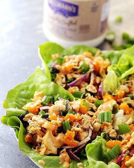 Thai Chicken Lettuce Wraps With Spicy Peanut Sauce Recipe The Feedfeed