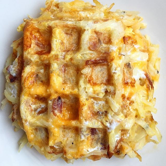 Broccoli Cheddar Hashbrown Waffles with Poached Eggs — All Types