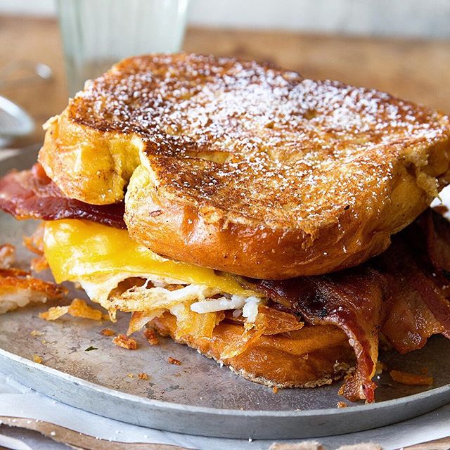 Sandwich Layered With: Hash Browns, A Fried Egg And Bacon Stuffed ...