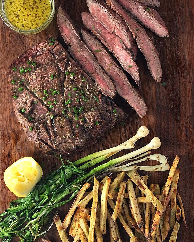 Delectable Lemongarlic Flank Steak With Sumac Sweet Potato Frites