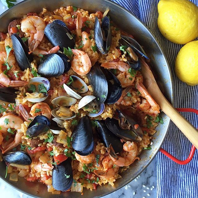 Mixed Seafood Paella With Fire Roasted Tomatoes Recipe The Feedfeed