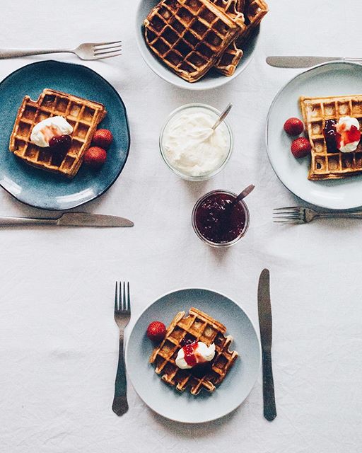 Sourdough Strawberry Bavarois Waffles Recipe | The Feedfeed