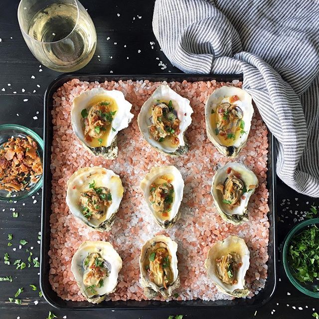 Roasted Oysters With Bacon And Hot Sauce Brown Butter Recipe The Feedfeed 