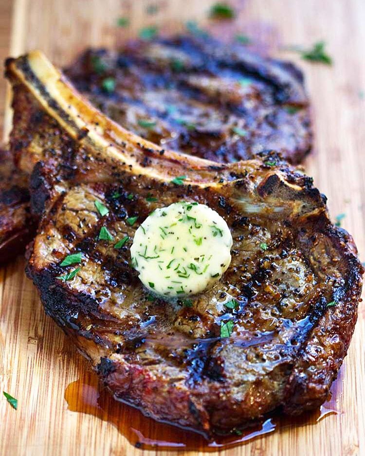 Rib Eye Steaks With Garlic And Herb Compound Butter Recipe The Feedfeed 
