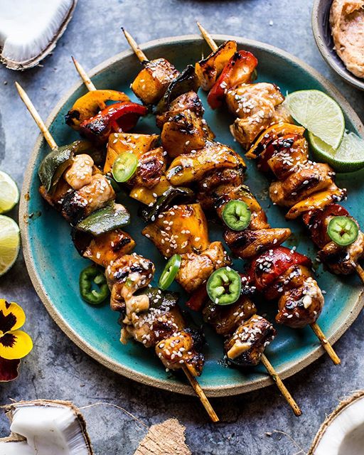 Pineapple Bbq Chicken And Veggie Skewers recipe | thefeedfeed.com