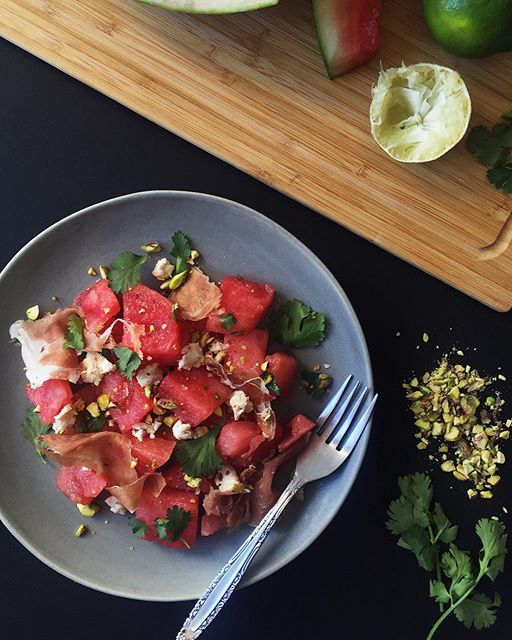 Watermelon, Prosciutto And Goat Cheese Salad by ajfernando Quick
