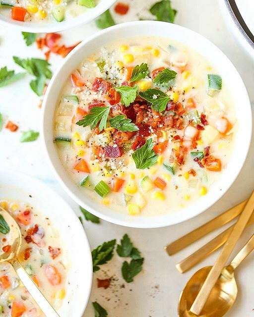 Summer Corn Chowder With Zucchini And Crispy Bacon Recipe By Chungah Rhee The Feedfeed