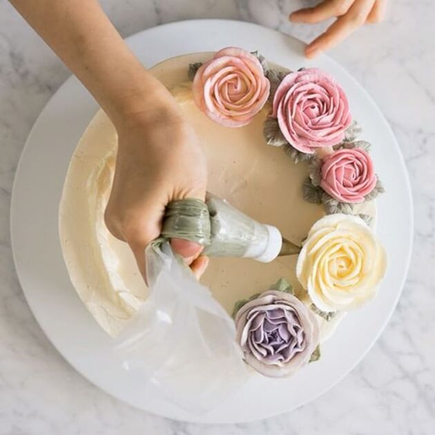 Buttercream Rose Birthday Cake - SweetAmbs