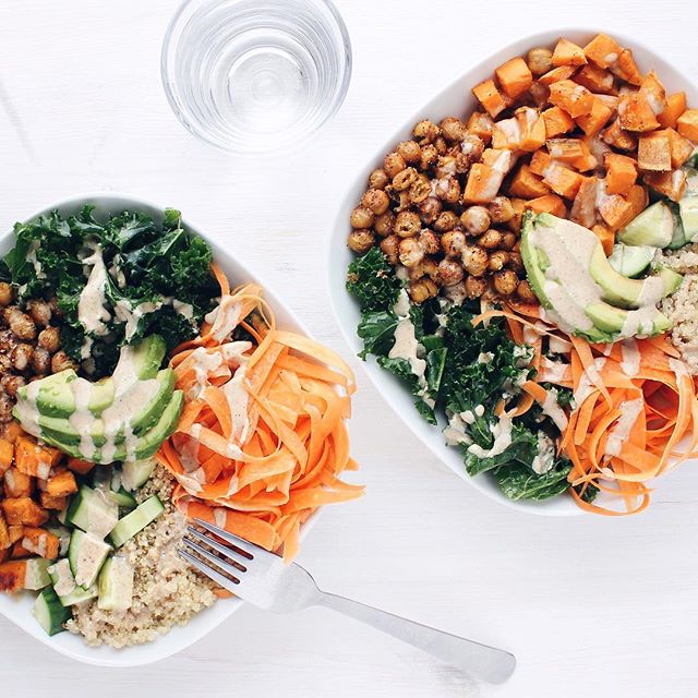 Sweet Potato, Chickpea & Kale Buddha Bowl With Tahini Sauce Recipe