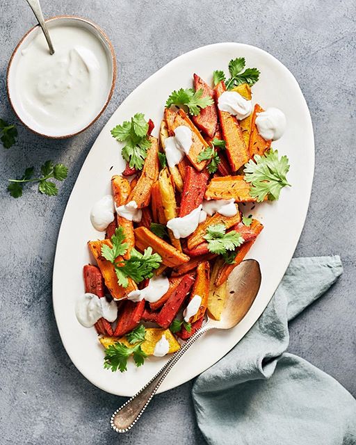 Cumin Coriander And Honey Roasted Carrots With Tahini Yogurt Sauce By 2449