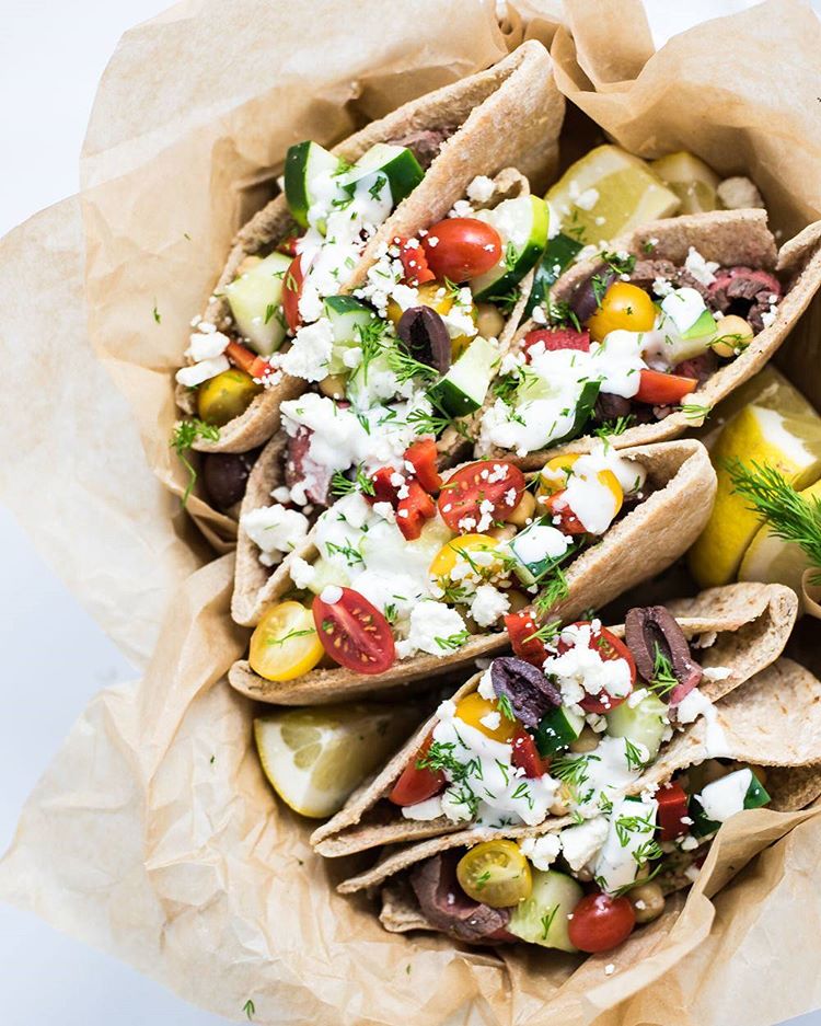 Grilled Flank Steak Pita Wraps With Garlic And Dill Yogurt Sauce