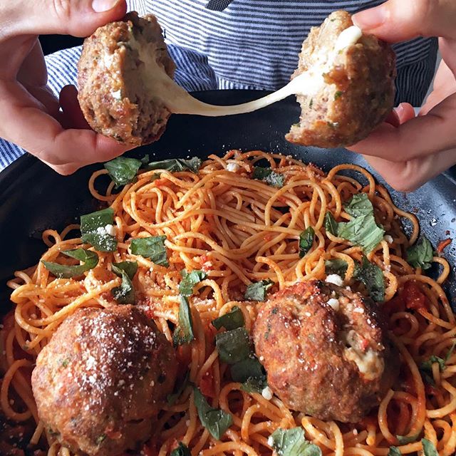 Mozzarella Stuffed Meatballs Recipe The Feedfeed