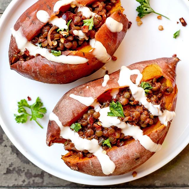 Bbq Lentil Stuffed Sweet Potatoes by fullofplants Quick & Easy Recipe