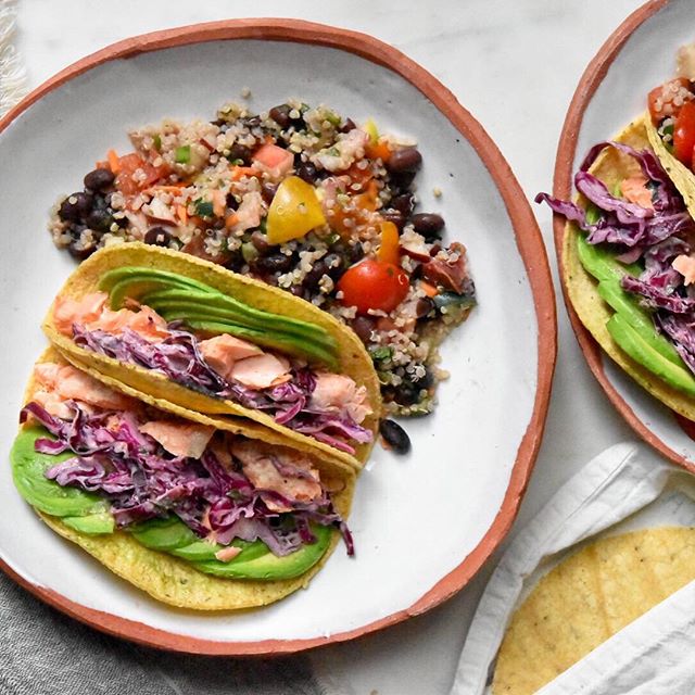 Miso Ginger Glazed Salmon Tacos With Addictive Slaw Recipe The Feedfeed