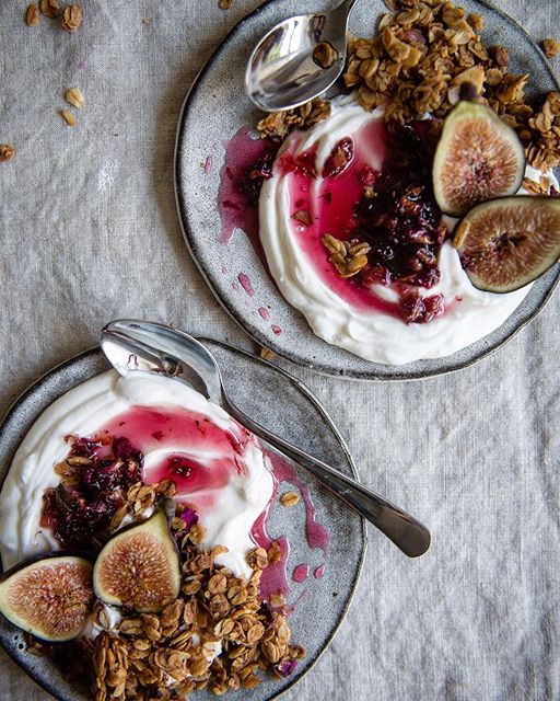 Granola Greek Yogurt Parfaits With Rose And Figs by tworedbowls Quick