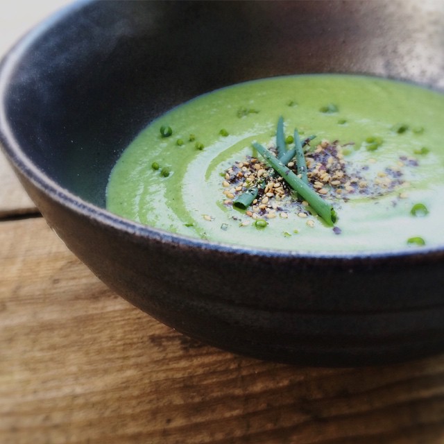 Chickpea Miso Broccoli Soup With Hemp Seeds & Seaweed Sprinkles by
