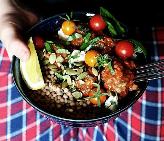 Middle Eastern Meatballs Pearl Couscous Bowl By Displacedhousewife Quick Easy Recipe The Feedfeed