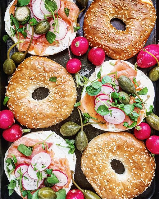 Bagels With Lox, Caper Berries And Radishes by lindsaysfeast Quick