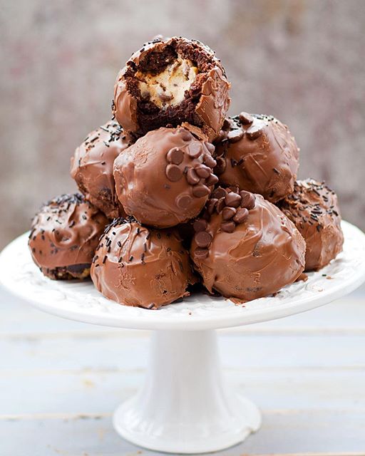 Cookie Dough Brownie Bombs With Salted Caramel Recipe The Feedfeed