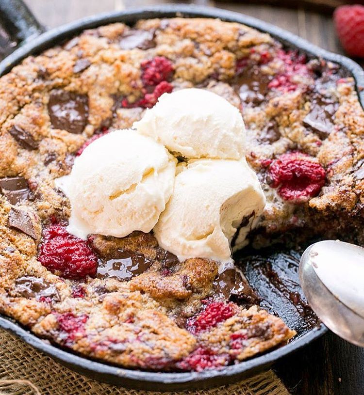 Chocolate Chunk Raspberry Skillet Cookie Recipe The Feedfeed chocolate-chunk-raspberry-skillet-cookie-recipe-the-feedfeed